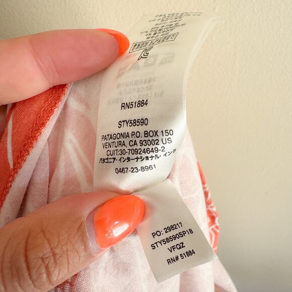 Patagonia Coral + White Hibiscus Side Gathered Knee Length Skirt - Small - Picture 5 of 7